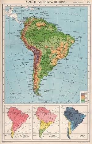 South America, Regional; January temperature (Fahrenheit); July temperature (Fahrenheit); Annual ...