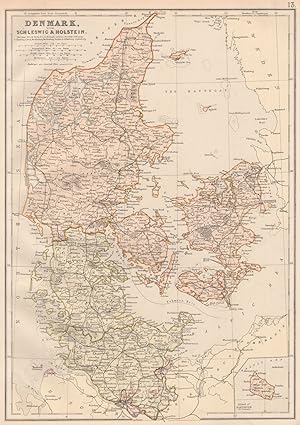 Denmark, with Schleswic & Holstein; Inset map of Island of Bornholm (To Denmark)