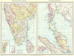 Southern India and Ceylon; The Malay Peninsula; Inset map of Madras; Colombo; Island of Singapore