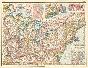 United States (North East); Inset map of Boston Environs; St. Louis; New York to Cape cod distric...