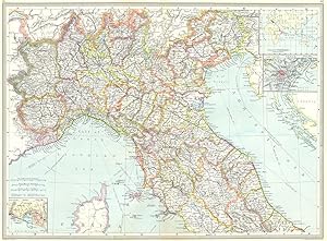 Northern Italy; Inset maps of Italian Possessions; Venice; Genoa