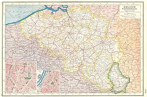Belgium & Luxembourg; Inset map of Brussels; Antwerp