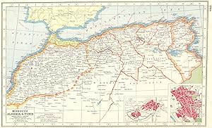 Morocco Algeria & Tunis; Inset map of Fez; Tunis