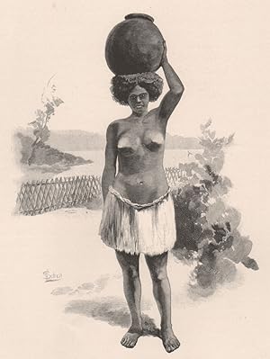 Native girl carrying water