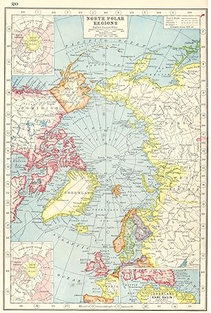 North Polar Regions; Inset map of North America; Kane Basin