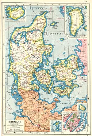 Denmark; Inset map of Iceland; Greenland; Faroe; Copenhagen; Bornholm