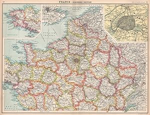 France - Northern Section; Inset maps of Morbihan; Paris