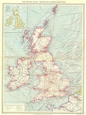 The British Isles: Industries and Communications; Inset map of Pastoral and agricultural regions