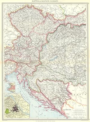 Austria and Western Hungary; Inset map of Trieste; Vienna