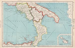 Italy, South; Inset map of Malta (Gt. Britain)