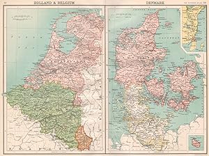 Holland & Belgium; Denmark; Inset maps of Copenhagen; Bornholm
