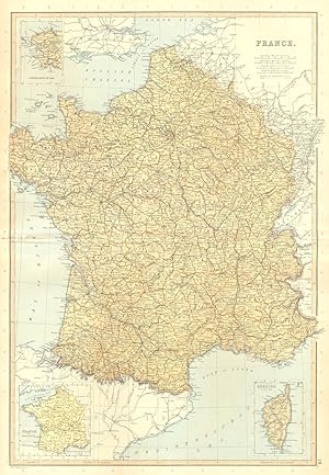 France, in departments. Inset map of Island of Corsica, France in provinces