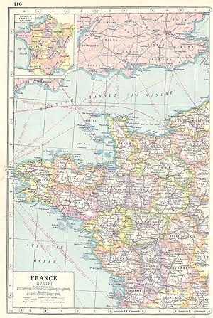 France (North); Inset map of Provinces of France before 1789