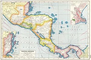 Central America; Inset map of British Honduras; Panama