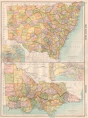 New South Wales; Victoria; Inset maps of Sydney; Melbourne