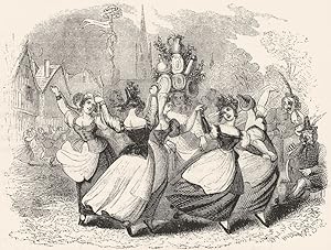 1784. Milk maids' Dance, with pile of Plate, on May Day