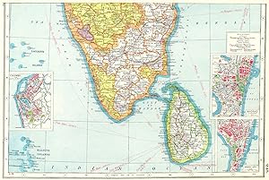 India (Section III); Inset map of Madras & Environs; Bombay City; Colombo