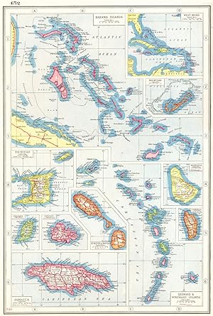 Bahama Islands; Inset map of West Indies; Bermudas; Trinidad; Grenada; Antigua; St. Kitts & Nevis...