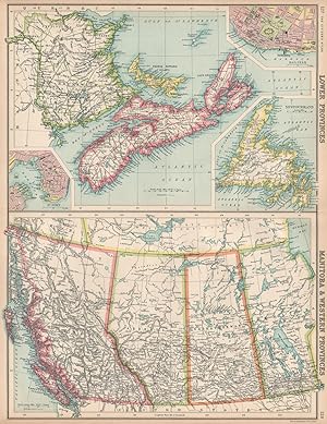 Lower Provinces; Manitoba & Western Provinces; Inset maps of Halifax; Newfoundland; St. John