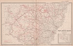 Map of New South Wales. Showing Stock Routes, Tanks, Wells, and Trucking Stations; Inset Map of W...