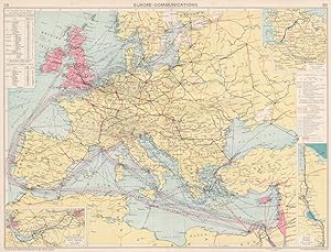 Europe - Communications; Inset maps of Manchester Ship Canal; Kiel Canal; Suez Canal