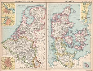 Holland & Belgium; Denmark; Inset maps of Amsterdam; Antwerp; Brussels; Copenhagen; Bornholm