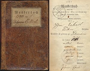 Wanderbuch nach der allerhöchsten Verordnung vom 20. November 1809. (Vierzig paginierte Blätter e...