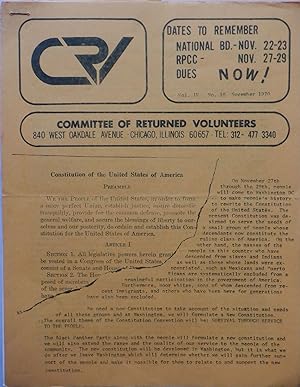 Committee of Returned Volunteers. CRV National Newsletter November, 1970