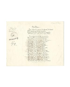 Très rare manuscrit du chansonnier révolutionnaire montmartrois intitulé « Rondeau »