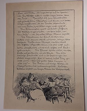 Heinrich Zille: Lithographie (Szene in einer Kneipe), wohl aus seinem bekannten Zyklus der zwangl...