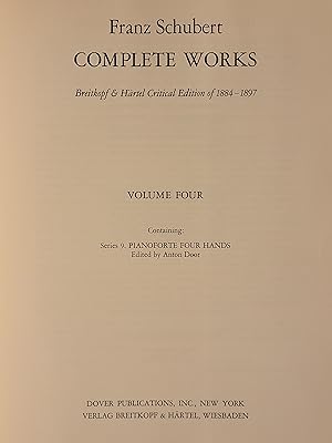 Franz Schubert Complete Works Breitkopf & Hartel Critical Edition of 1884-1897 Volume 4 Series 9,...