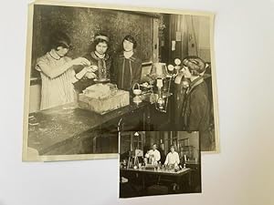 Two Photograph Archive from the 1920s of Female Scientists Conducting Lab Experiments