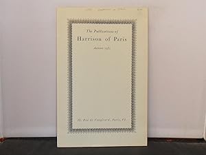 The Publications of Harrison of Paris Autumn 1931