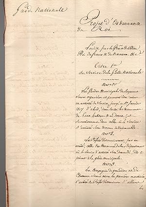 Dossier concernant l'administration lors de la Restauration en 1815
