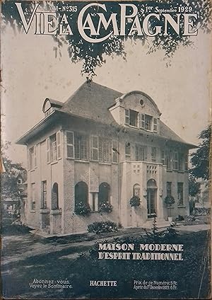 Vie à la campagne numéro 315. Couverture : Maison moiderne d'esprit traditionnel. Septembre 1929.