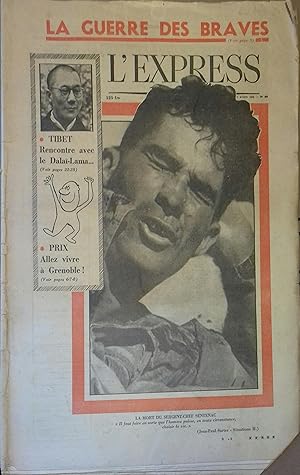 L'Express N° 407 du 2 avril 1959. Mort du Sergent-chef Sentenac (couverture) - Dalaï-Lama - Edoua...
