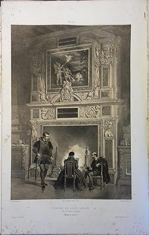 Angers. La cheminée de l'hôtel Lanier. Lithographie de Mathieu et Bayot : Cheminée du logis Lanie...