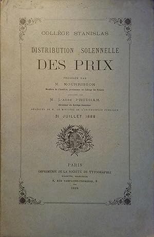 Collège Stanislas. Distribution solennelle des prix. Année scolaire 1888.