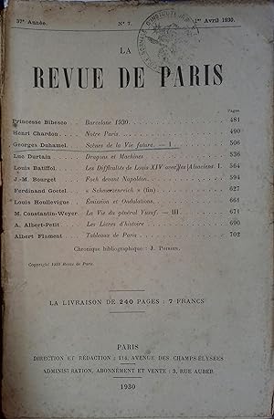 La revue de Paris. N° 7 - 1er avril 1930. Bimensuel. 1er avril 1930.