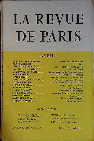 La revue de Paris N° 4, avril 1966. Avril 1966.