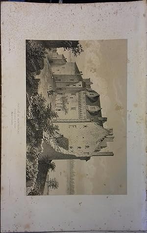 Montsoreau (Maine-et-Loire). Deux lithographies : Eglise de Nantilly, et Château de Montsoreau, d...