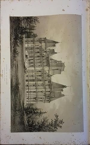 La Bellière (Maine-et-Loire). Lithographie de J. Arnout : Château de la Bellière, d'après le Baro...