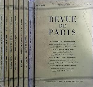 La revue de Paris. Année 1947 incomplète. Il manque les numéros de janvier et de juin à août.