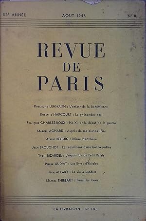 La revue de Paris N° 8, août 1946. Août 1946.