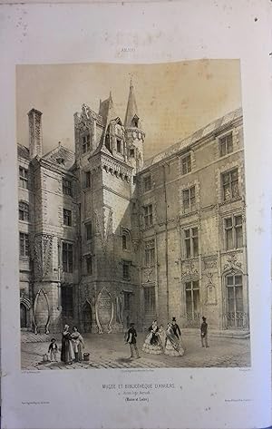 Angers. Le logis-Barrault. Lithographie de Rouargue : Musée et bibliothèque d'Angers, d'après le ...