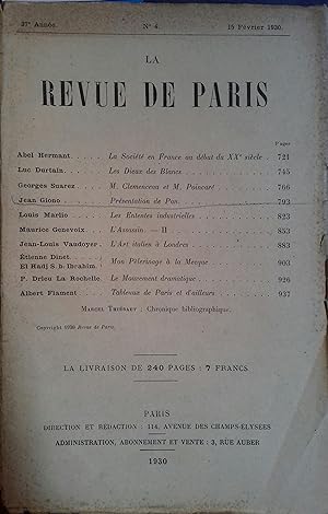 La revue de Paris. N° 4 - 15 février 1930. Bimensuel. 15 février 1930.