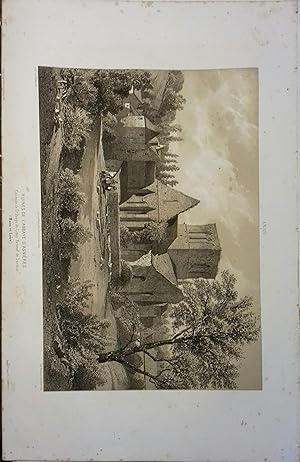 L'abbaye d'Asnières et l'ermitage des Gardelles (Maine-et-Loire). Lithographie de Deshayes et Bac...