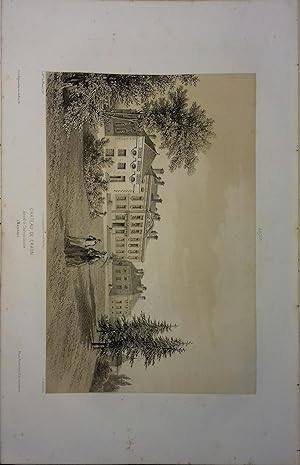 Craon (Mayenne) Lithographie de J. Arnout : Château de Craon, d'après le Baron de Wismes. Vers 1856.