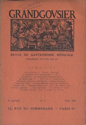 Grandgousier 1936 : N° 3. Revue de gastronomie médicale. Mai 1936.