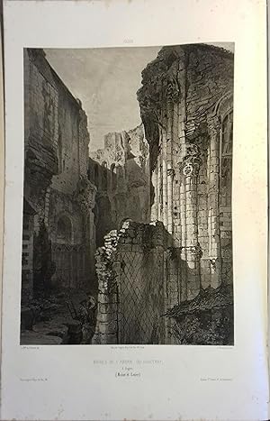 Angers. Le Ronceray. Lithographie de A. Mouilleron : Ruines de l'abbaye du Ronceray à Angers, d'a...